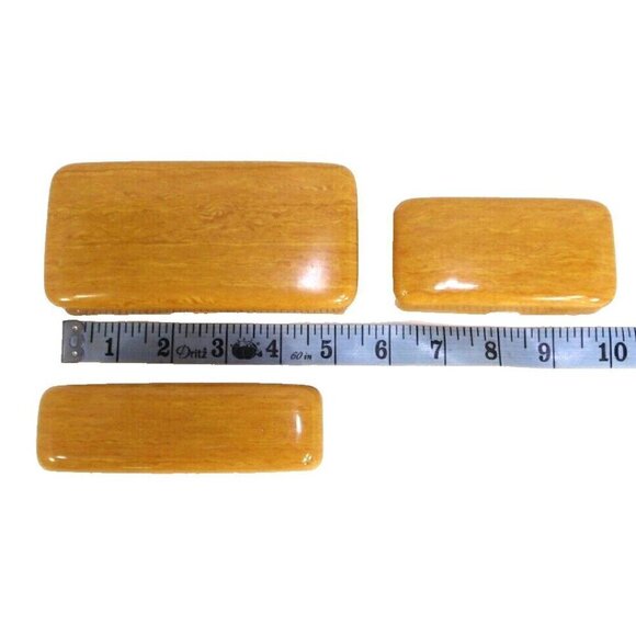 Three faux wood grain plastic celluloid soap box two piece travel cases vintage - Picture 2 of 3